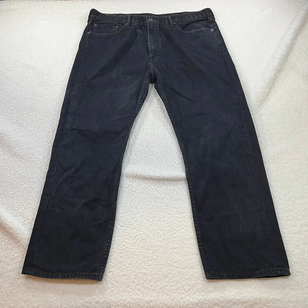 Levi Strauss Jeans Mens 40 Black 505 Regular Fit Straight Leg Denim 00505-0260